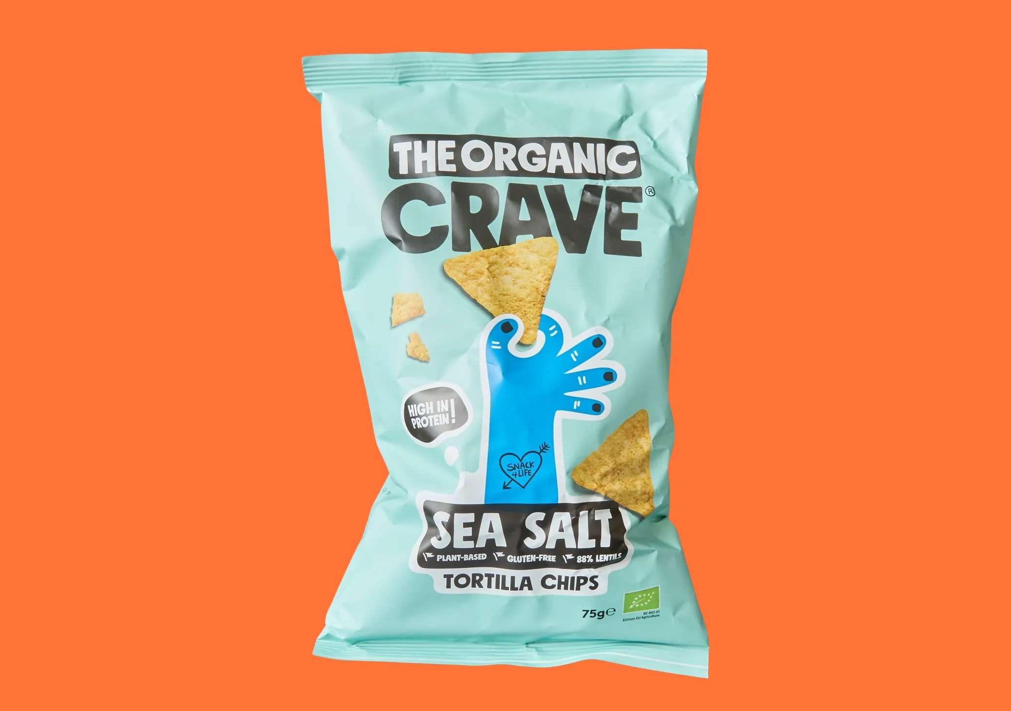A large branded bag of Organic Crave Chips - Sloppy Jo's Deli