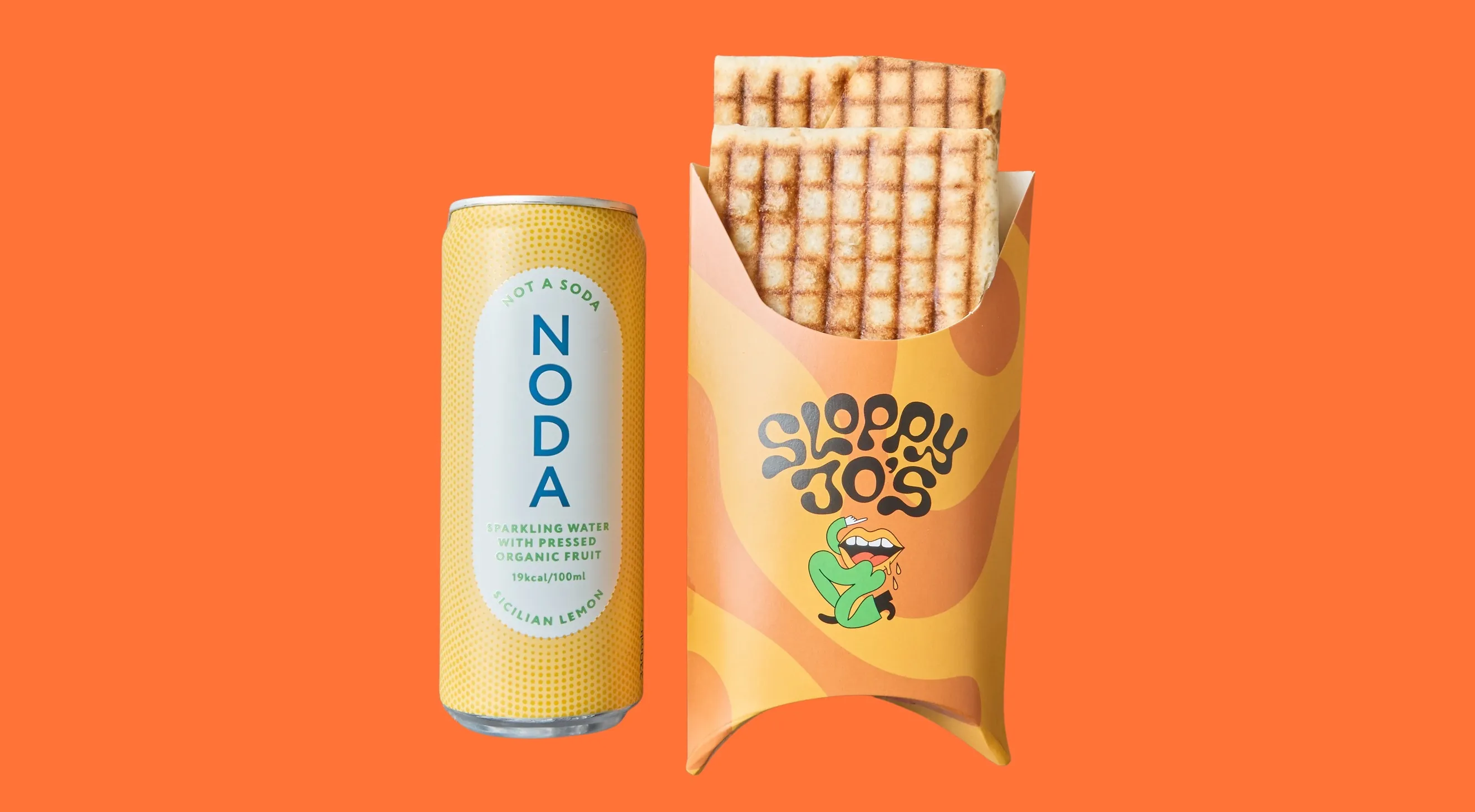 Vegan Sloppy Flatwrap with NODA sparkling drink