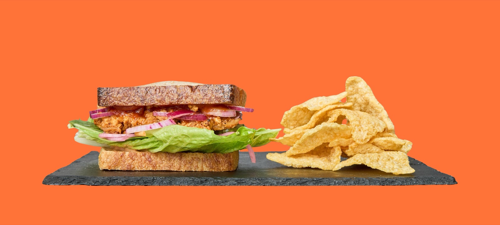 Vegan deli sandwich menu with Organic Crave chips